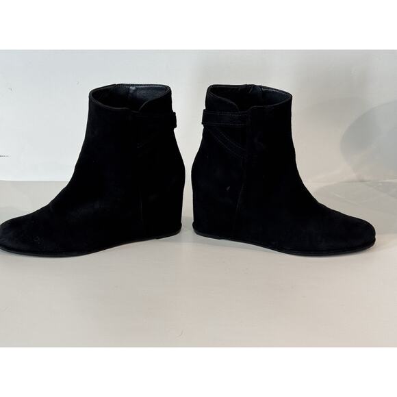 Stuart Weitzman Black Suede Wedge Ankle Boots Size 10 N - Picture 6 of 13